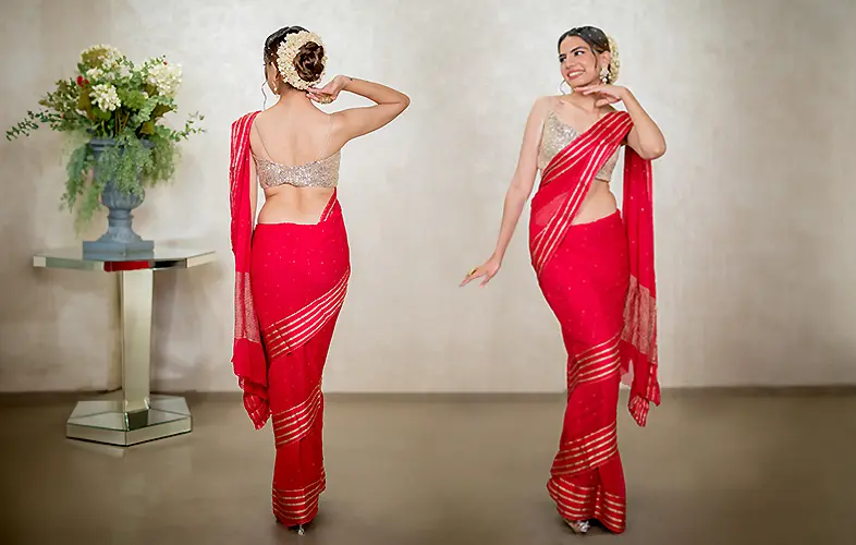 A Retro Trend In The Millennial World- Mumtaz Saree Draping Style
