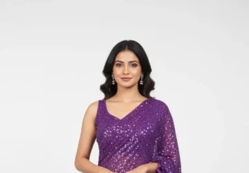 Purple Saree With Baahar-E-Siah Blouse – A Regal Statement of Grace
