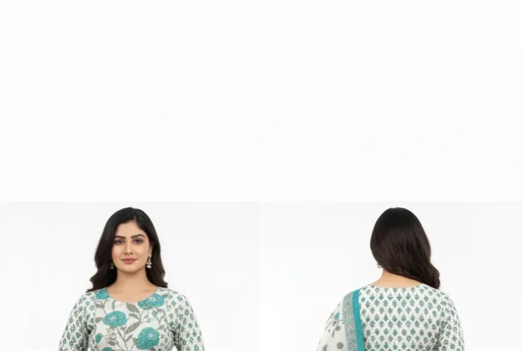 Women’s White Cotton Printed Kurti Set with Dupatta – Classic Elegance & Everyday Comfort