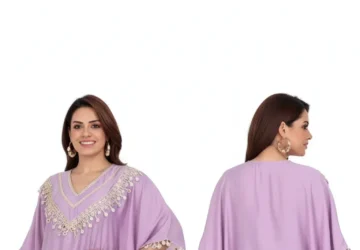 Women’s V-Neck Mirror & Lace Work Kurta with Pant – Elegant Ethnic Charm