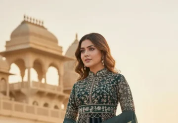 Georgette Readymade Sharara Top Lehenga in Dark Black