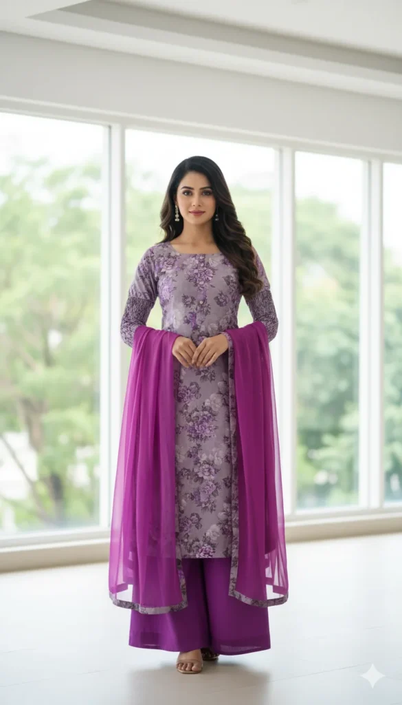 Women’s Embroidered Straight Kurta Suit Set – Timeless Ethnic Elegance
