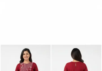 A-Line Shoulder Princess Kurta Set with Embroidered Yoke and Stitch Line Sleeves – Elegant Ethnic Wear for Women