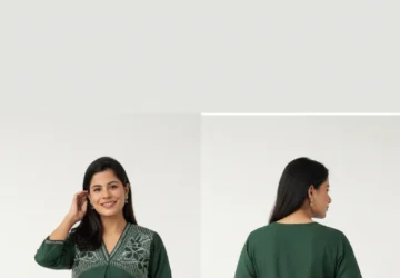Party Edit – Straight Alia Cut Kurta Set with Embroidered Yoke and Border – Elegant Ethnic Wear for Women