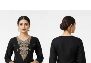 Floral Embroidered Lucknowi Chikankari Cotton Straight Kurta – Elegant Ethnic Wear for Women