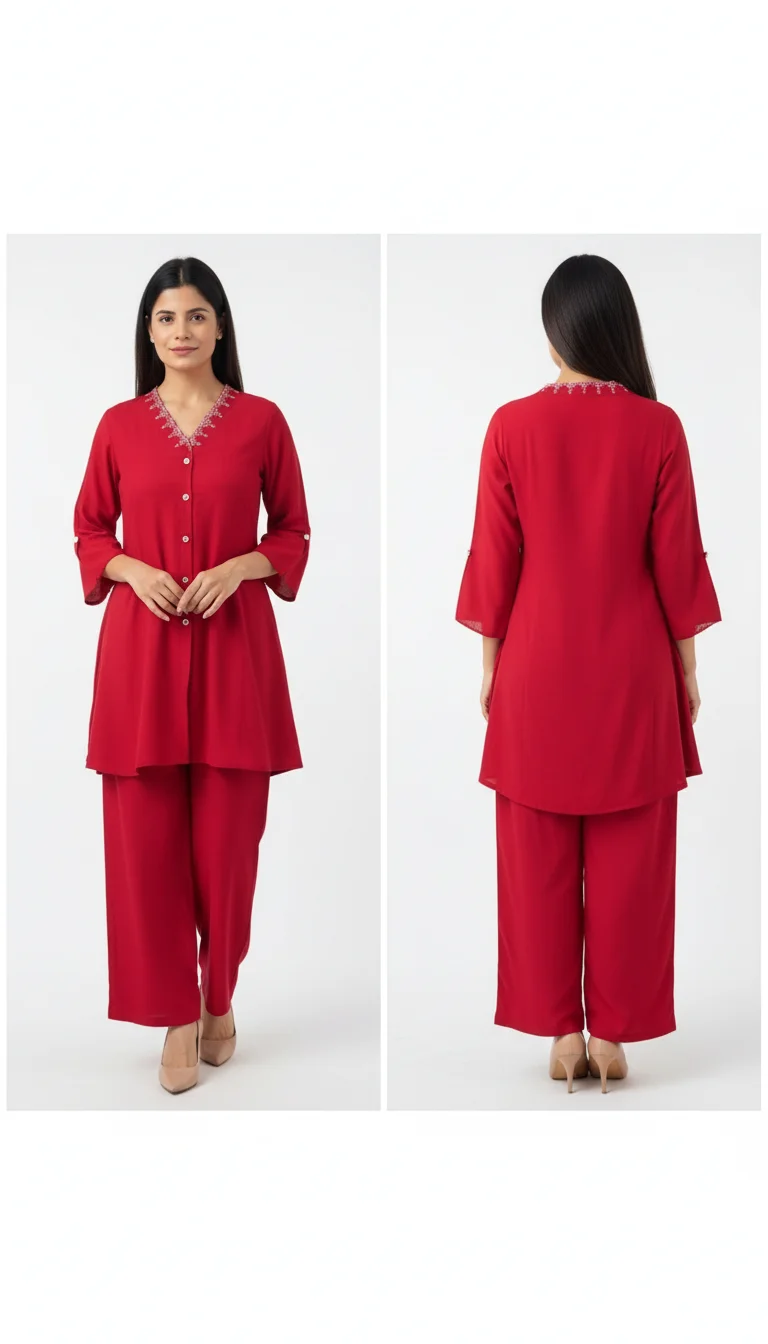 Women’s Maroon Linen Cotton Solid A-line Co-ord Set – Effortless Elegance & Comfort