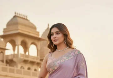 Embroidered Art Silk Saree in Purple – A Regal Expression of Elegance