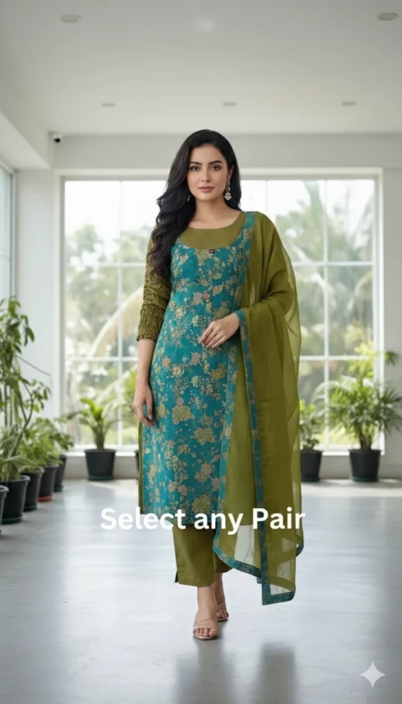 Women’s Embroidered Straight Kurta Suit Set – Timeless Ethnic Elegance – image 3