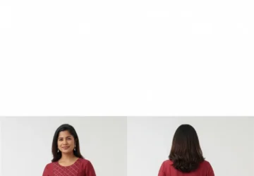 Maroon Ethnic Motifs Embroidered V-Neck Mirror Work Anarkali Kurta – Regal Ethnic Elegance for Women