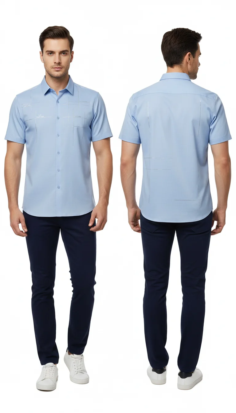 Men’s Short Sleeves Shirt with Patch Pocket – Casual & Smart Everyday Wear