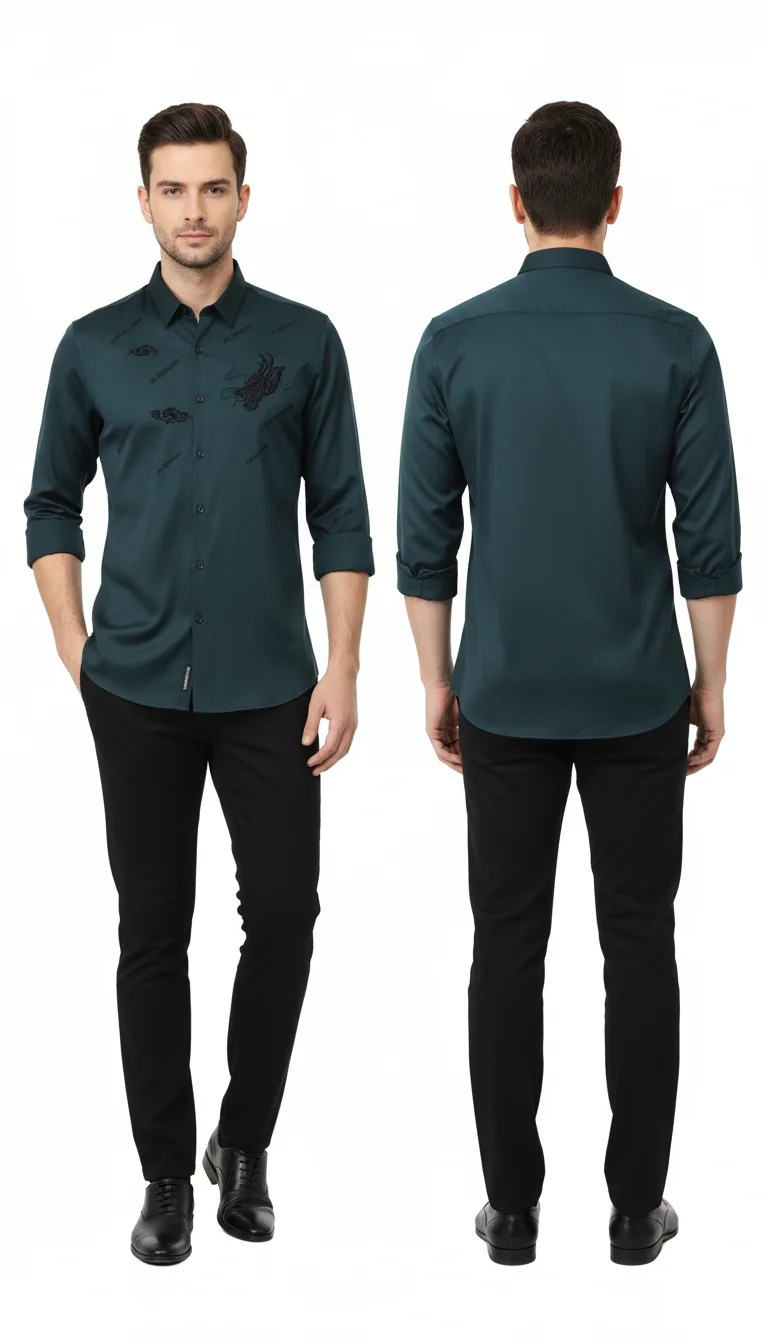 Men’s Solid Spread Collar Party Shirt – Elegant & Stylish Party Wear