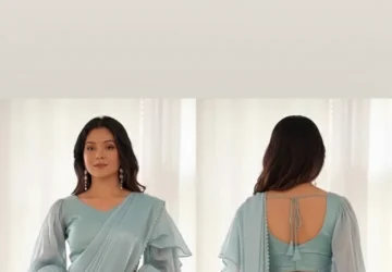Elegant Embroidered Ruffled Saree – Graceful & Festive Ethnic Wear for Women