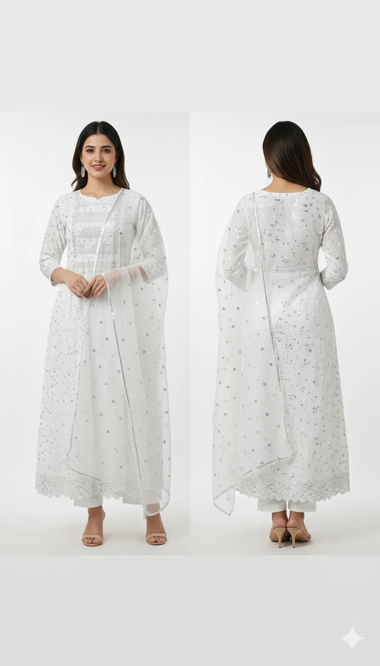 Nazakart Designer Collection – Lucknowi Chikankari Viscose Mukesh Work Kurti