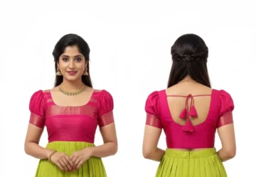Women’s Pink and Green Cotton Silk Dress – Ethnic Elegance Meets Comfort