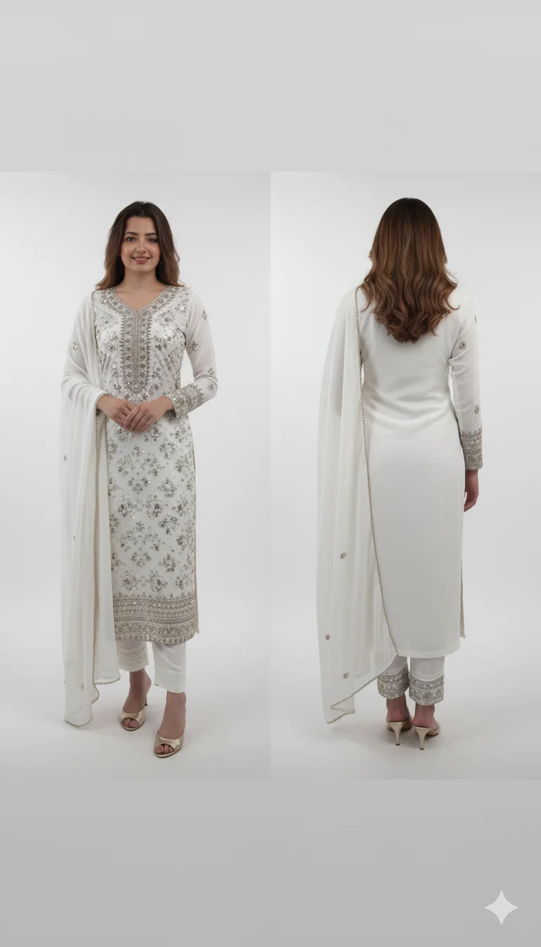 Embroidered Organza Semi-Stitched Dress Material – Elegance Redefined