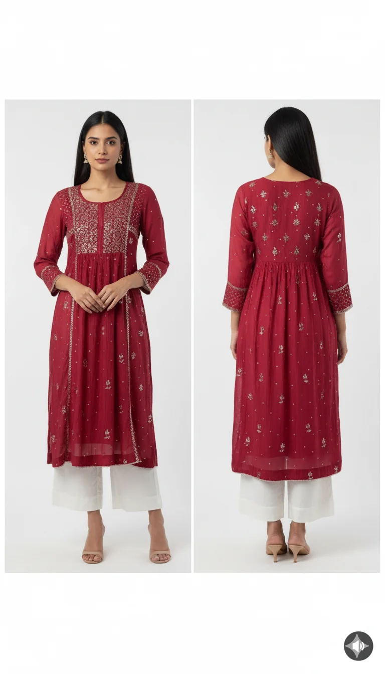 Women’s Embroidered A-Line Kurta – Timeless Elegance Meets Everyday Comfort