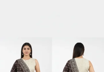 Elegant Craftsmanship: Woven Design Gotta Patti Detail Unstitched Dress Material