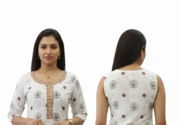 Women Printed Cotton Blend Anarkali Kurta (Red & Yellow) – Vibrant Ethnic Elegance