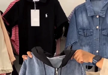 A black hooded jacket-style top in a regular fit