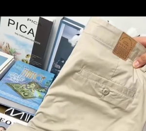 Beige slim-fit cotton chinos