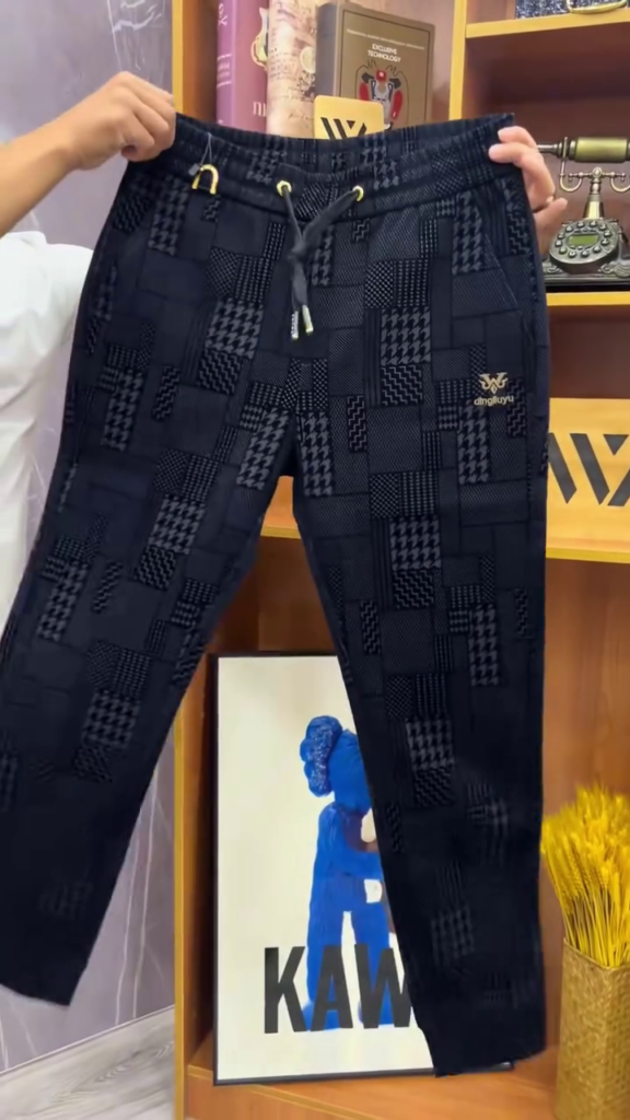 Navy patterned trousers