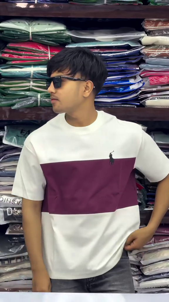 A colour-block crew-neck tee in cotton