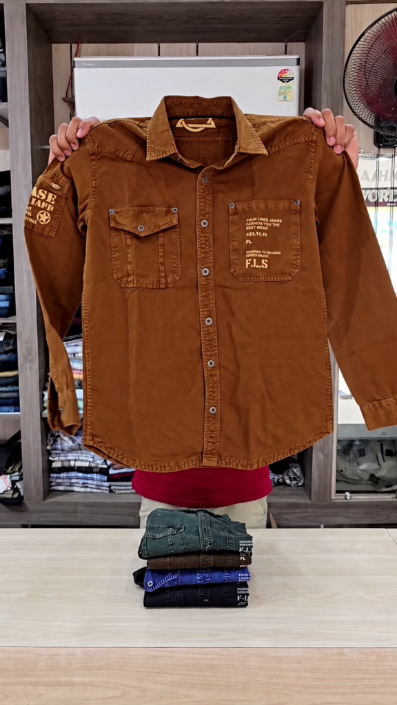 A premium denim shirt in a regular fit